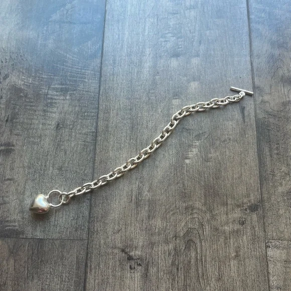 Bracelet solid ring Sterling 925Clasp solid heart